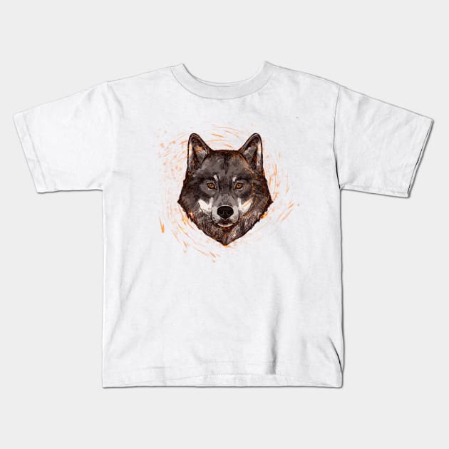 Wolf spirit animal Kids T-Shirt by Chavjo Mir11